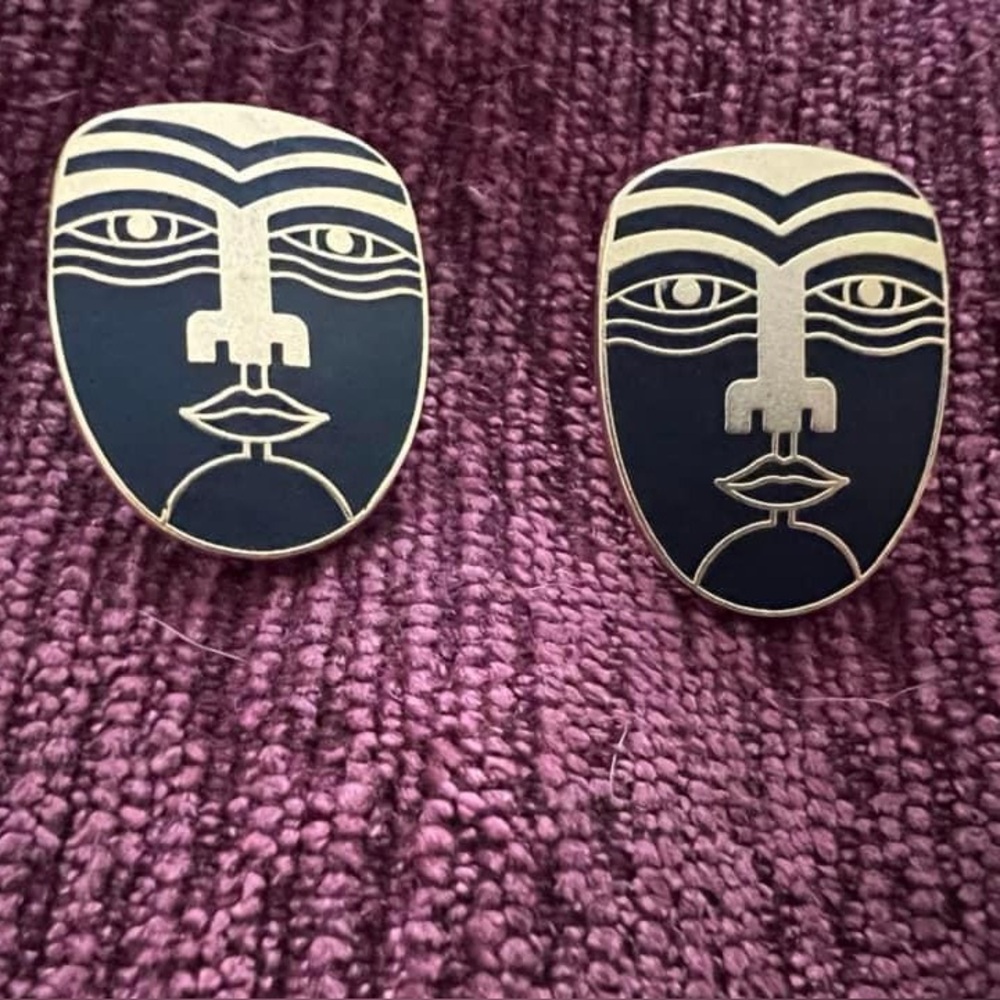 Laurel Burch Artistic Face Design Earrings
